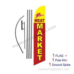 Meat Market 15′ Feather Banner Swooper Flag Kit with pole+spike