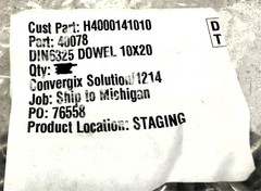 Unbranded Pack of (150) 10x20mm DIN6325 Dowel Pin 40078 NOS