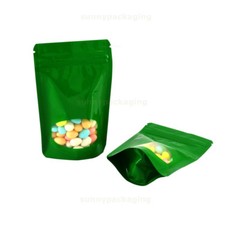 100 Pcs Colorful Stand Up Zip lock Pouches With Clear Window Food Storage Bags