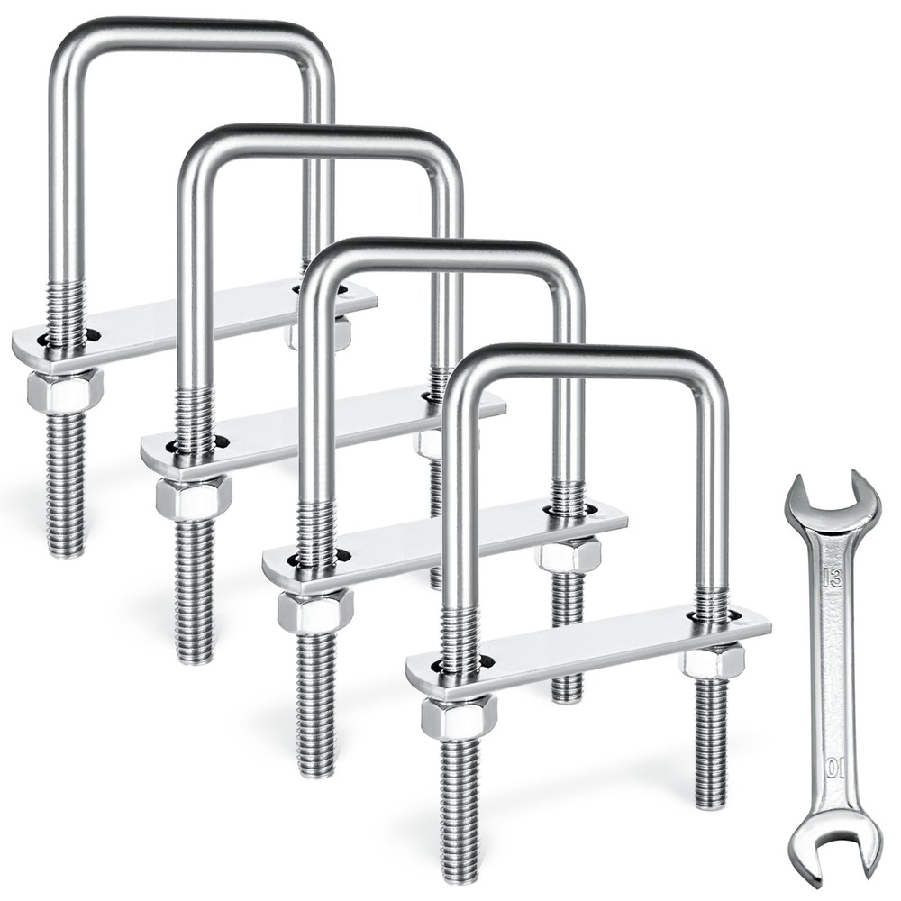 4 Sets M8 Square U-Bolts,u-Bolts 2 inch Wide,304 Stainless Steel Square u-Bolts