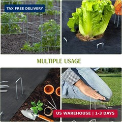 Whonline 75 Pack Landscape Staples 4 Inch, Galvanized Garden Stakes U-Shaped SOD