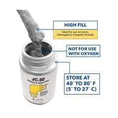 Gasoila Thread Sealant JC-30, High-Fill for Extreme Temperatures, Metal & PVC…
