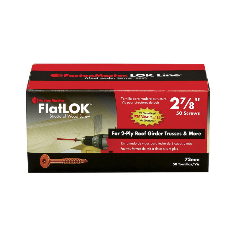 FastenMaster FMFL278-50 FlatLOK Flat Head Structural Wood Screws 2-7/8 in.