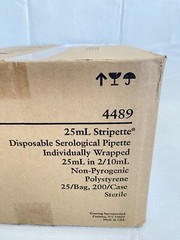 (200/Cs) CORNING 25mL PS Stripette Disposable Serological Pipettes Red 4489