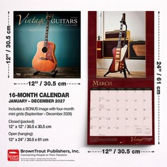 Vintage Guitars | 2027 12×24″ (Hanging) Wall Calendar | Foil Stamped Cover