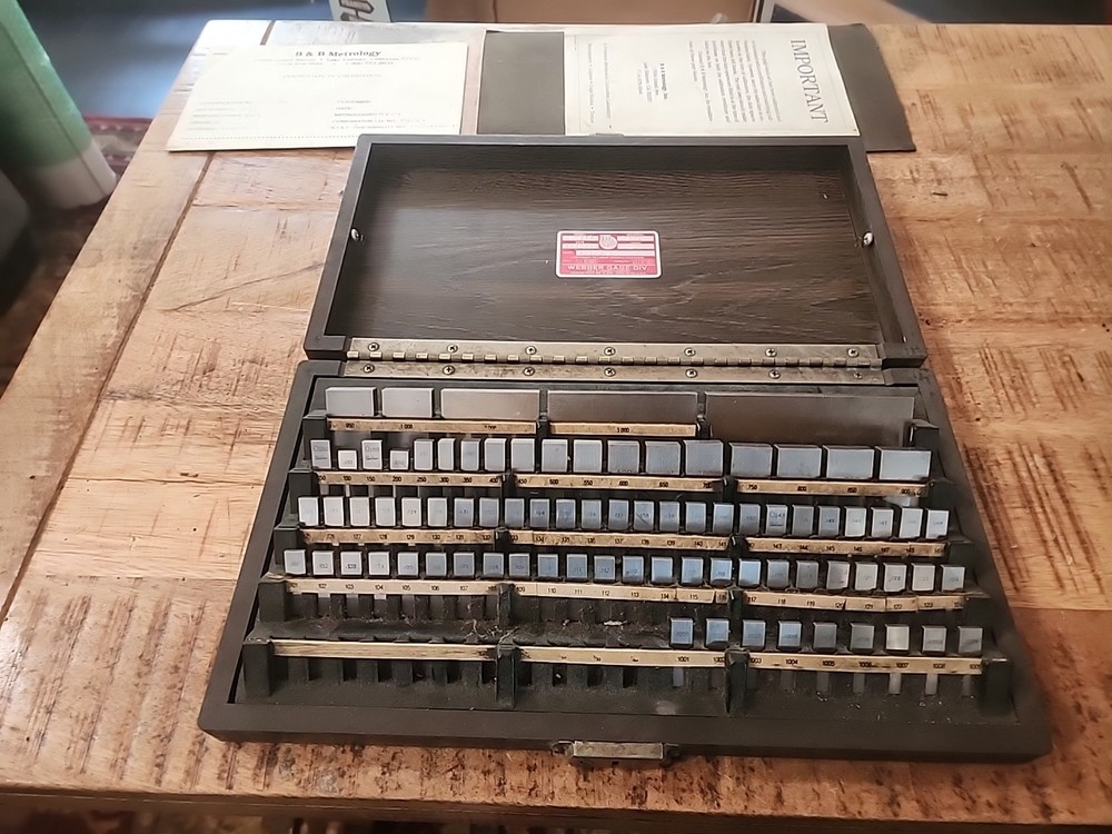 STARRETT WEBER GAGE BLOCK SET IN WOODEN CASE 81 PCS