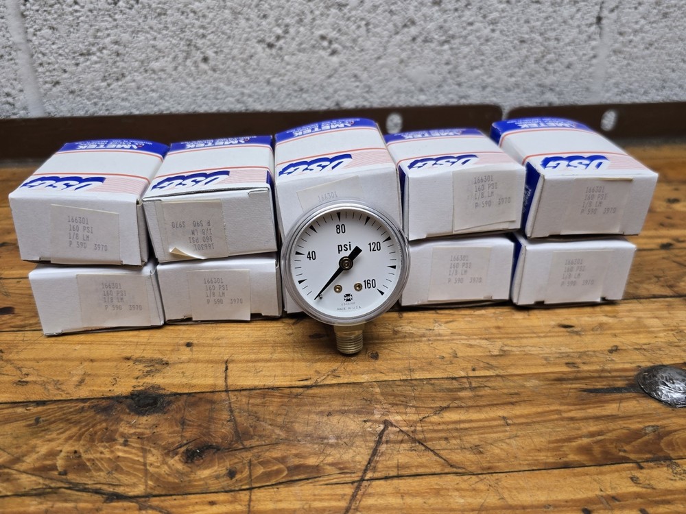 Lot Of 10 US GAUGE 160psi Pressure Gauges 1-1/2″ NEW Made In USA