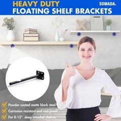 SOMADA 8 Inch Floating Shelf Brackets, 4 Pack Invisible Heavy Duty Shelf Supp…