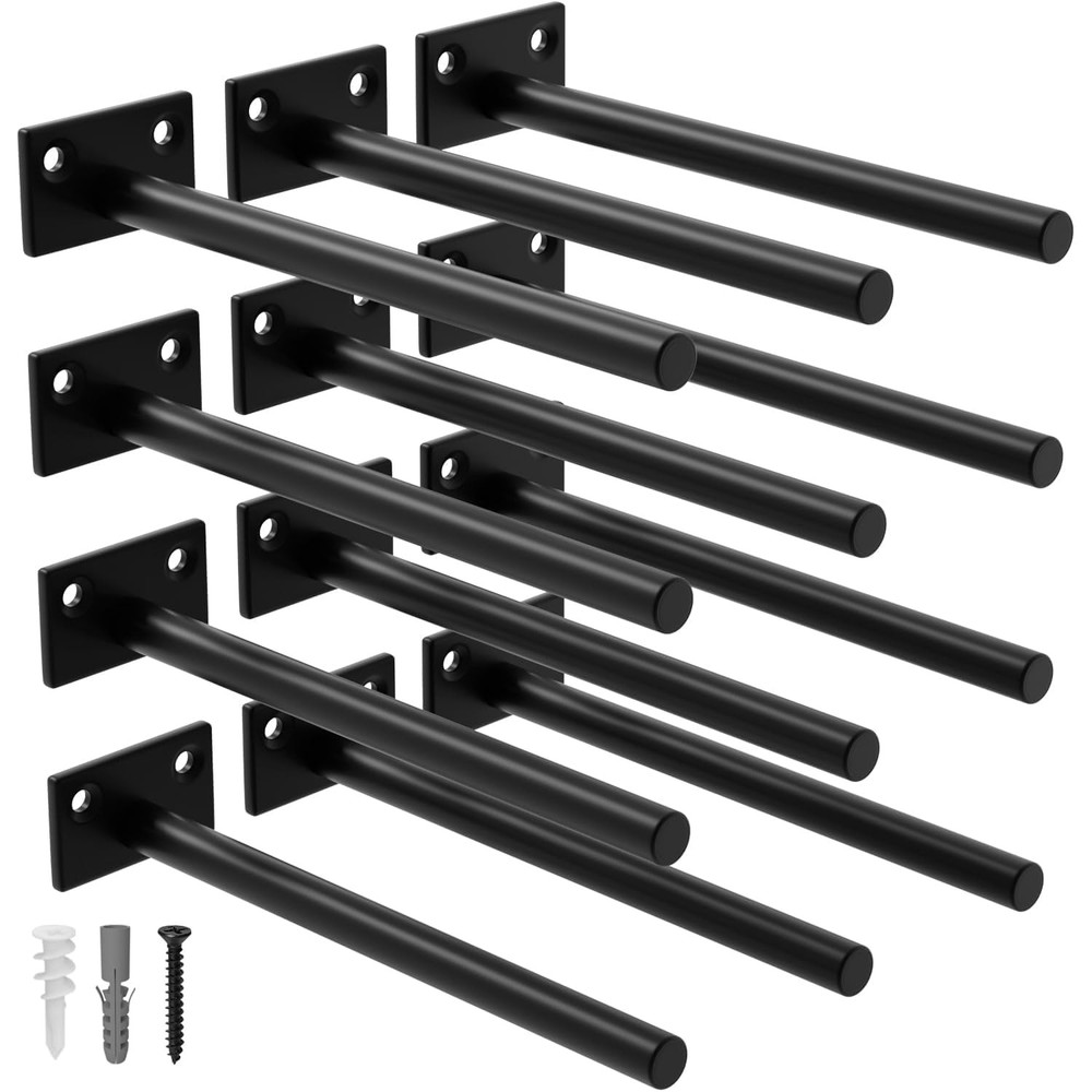 LEOPO 12-Pack 8 inch Floating Shelf Brackets, Hidden 8 Inch, Black