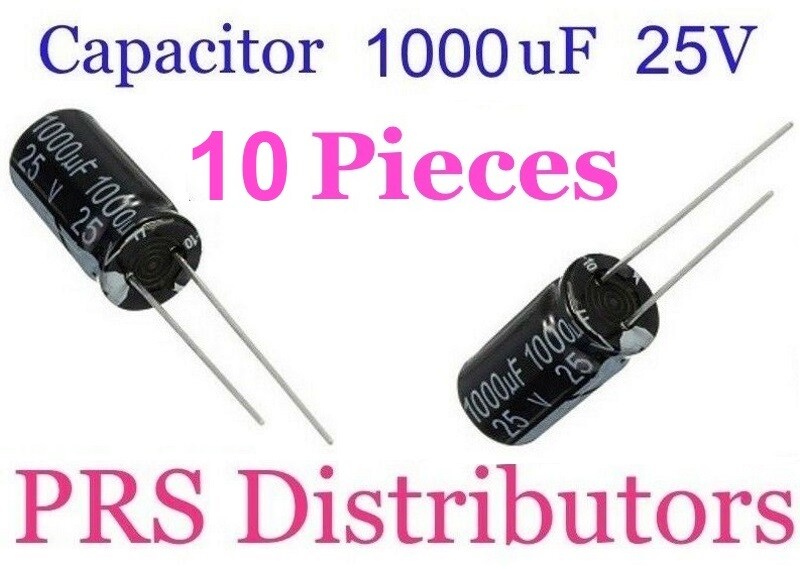 1000uF 25V Radial Electrolytic Capacitor 1000mF25 Volts 1000 uF 10X20mm 10 Piece
