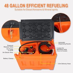 Orange 10GPM Portable Fuel Tanks with 12V DC Electric Transfer Pump 48Gallon