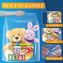 8 Pack 10 Gallons Extra Large Storage Bags 24″x20″x7″ Resealable Plastic Stor…