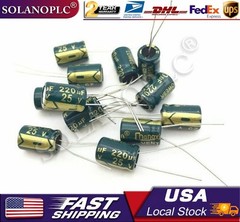10 pcs 220uf 25v 105c radial electrolytic capacitors USA SHIPPING/SOLD