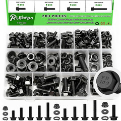 283-Piece Metric Flange Bolt & Nut Assortment Kit, M6–M10, 10.9 Zinc Coated