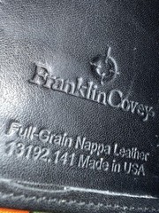 VTG Franklin Covey Black Compact Full Grain Nappa Genuine Leather 6 ring USA