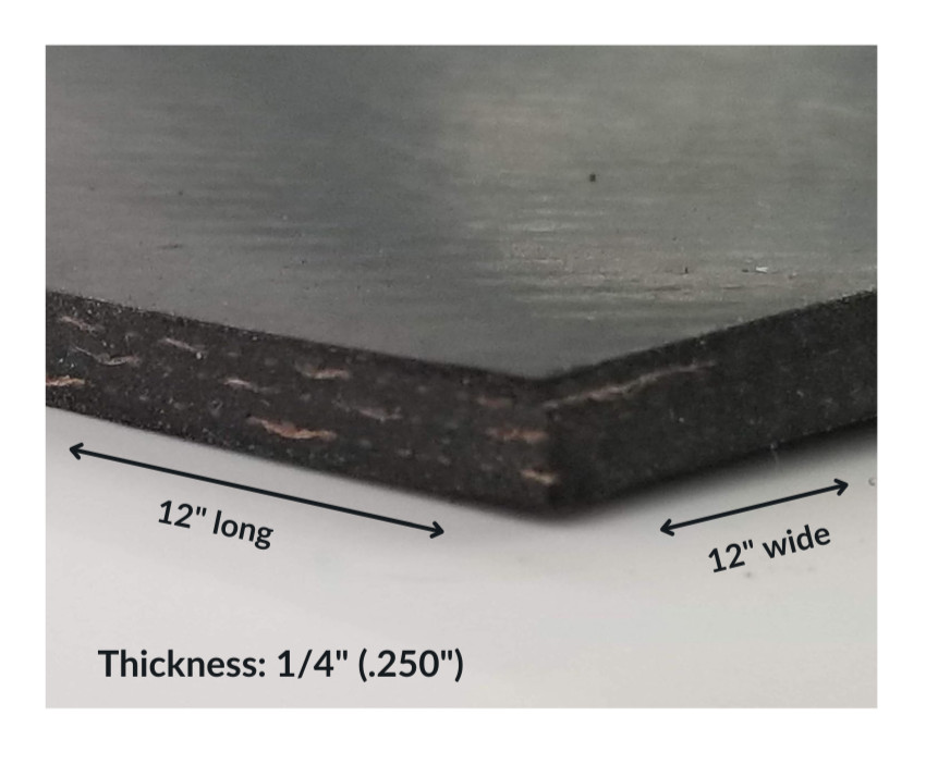Neoprene Rubber Fabric Reinforced 1/4″ Thick x 12″ wide x 12″ Long, Black