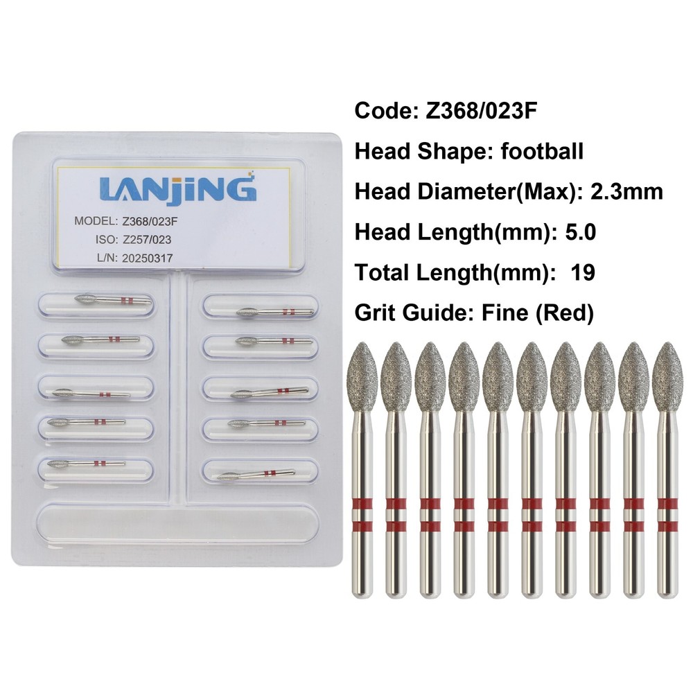 20 Types Zirconia Dental Diamond Burs FG Friction Grip for High Speed Handpiece