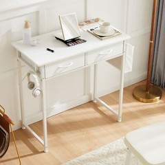 32″ Office Small Computer Desk,Home Study Table with 2 Fabric Drawers & Side Bag