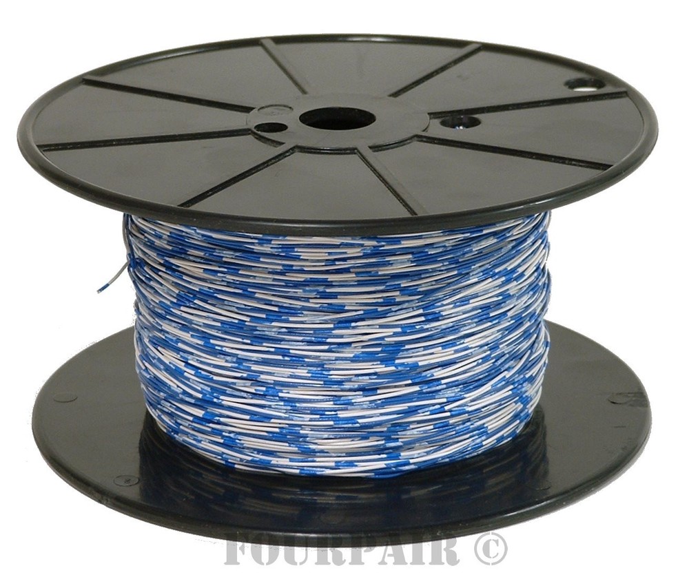 Cross Connect Telephone Wire Cable – 24/2 2C 24 AWG 1 Pair Blue/White – 1000 FT