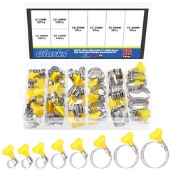 76 Pcs 8-44mm Key-Type Worm Gear Hose Clamps with Plastic Handle