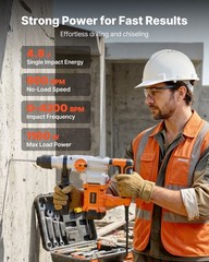 VEVOR Rotary Hammer Drill 1-1/8 in SDS-Plus Electric for Concrete and Masonry