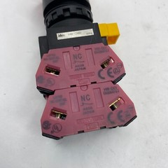 IDEC HW-CB02 PUSH BUTTON RED TWIST LOCK W/ HW-G01 CONTACT BLOCKS
