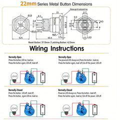 22mm SPDT IP65Aluminum Alloy High Head Ring Power Symbol Led Button Power Switch