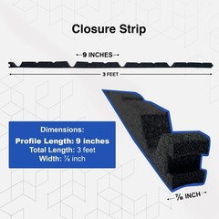 Duco USA-Made Classic Rib Foam Closure Strips 3ft Long, 9″ Outer, Black