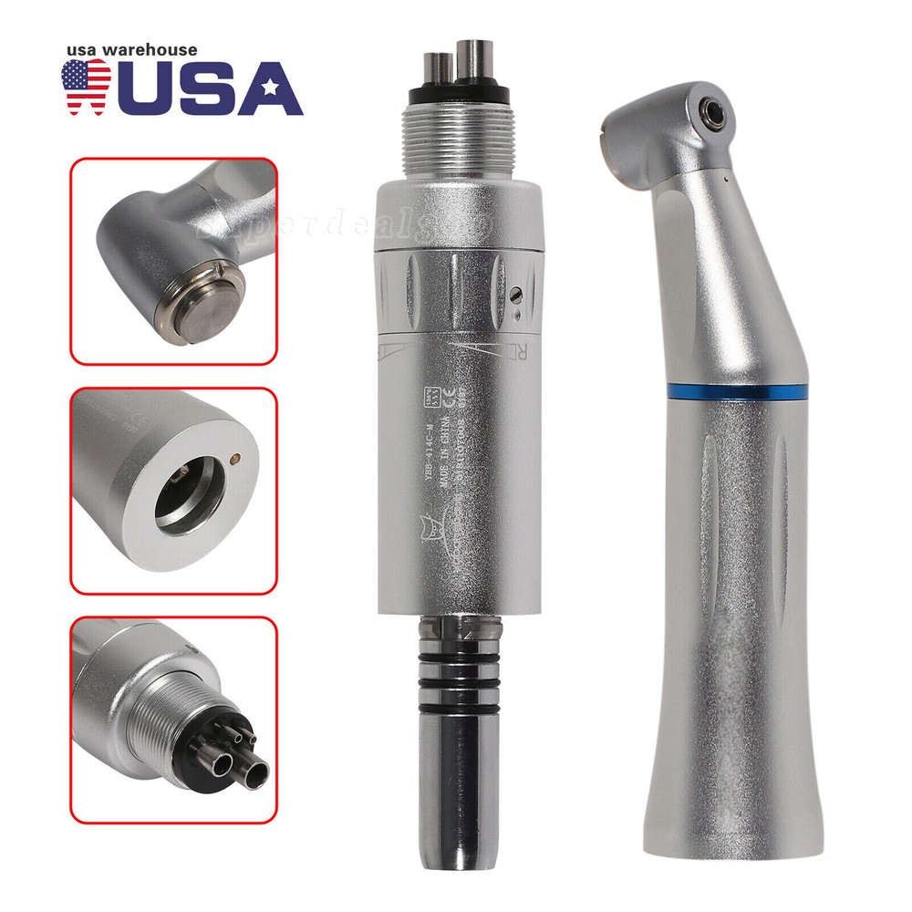 Dental Slow Low Speed Handpiece Push Contra Angle NSK Style Air Motor 4Holes