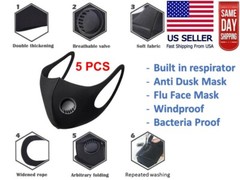 3D Adult Unisex Respirator Black Face Mask Cover Washable Reusable High Quality