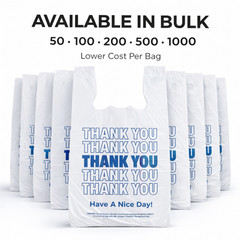1/6 Large 0.51 Mil Thank You Bags 22×6.5×11.5 White Grocery Shopping Bulk