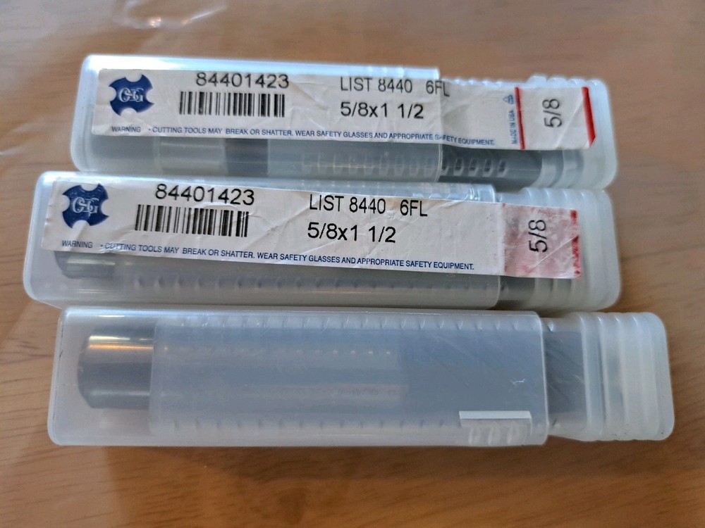 3 Piece Lot 5/8 Dia OSG 84401423 High Perforance 6 Flute Bundle