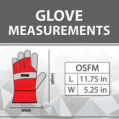 Deluxe, Single Palm Split Leather Cuff Work Gloves, Red/Gray (1 Pair)