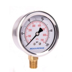 0-100 PSI Water Gas Pressure Gauge, 2-1/2’’ Dial, 304 Stainless Steel, 1/4’’ NPT