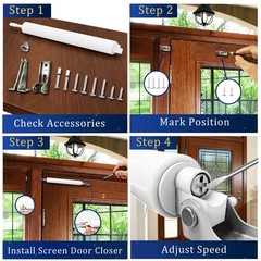 SUS 304 Stainless Steel Screen Door Closer, Adjustable, HoldOpen