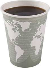 Compostable Disposable World Art 12Oz Large Coffee Cups, Case of 1000, Renewable