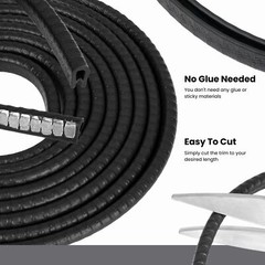 Edge Trim Black Small Fits Edge 1/16 to 1/8 Inch Length 10 Feet 3.05 Meter
