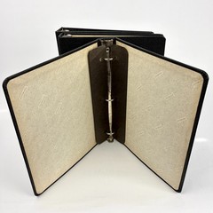 Lot of 3 Vintage 3-Ring Binders Hardbound Pebbled Black Industrial Office