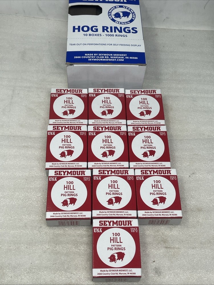 (1000) Seymour Hill Pattern H1 Copper Coated Hog Pig Shoat Rings 10 Boxes Of 100