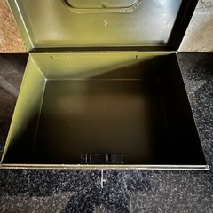 Vintage ASCO Art Steel Co Green Metal Lock Box New York USA vtg – WITH 2 KEYS