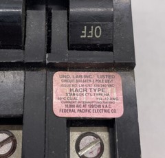 Federal Pacific FPE 30 Amp 2 Pole Stab-Lok Circuit Breaker Type NA