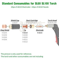 20x 60A Plasma Consumables for Thermal Dynamics SL60 SL100 PK20 9-8215 9-8210 US