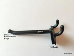 (10 PACK) 2 Inch Black Plastic Peg Hooks for 1/8″ to 1/4″ Pegboard (Made in USA)