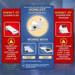 Vonlyst Receipt Paper Roll 2 1/4 x 80 for Clover Mini (10 rolls)