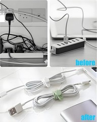 120 Pcs Cable Organizer Set, 20pcs Silicone Cable Ties Reusable & Nylon Cable