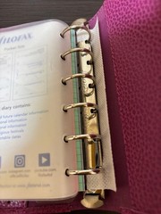 Filofax A6 Light Pink Leather Planner Organiser 6 Ring Zipper Pocket