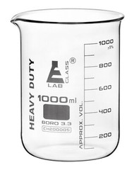 Heavy Duty Beaker, 1000ml – 5mm Thick Walls – White Graduations – Eisco Labs