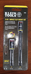 Klein Tools 32768 Impact Rated Driver Set Flip Socket 3-in-1 Bit Holder 1/4 5/16