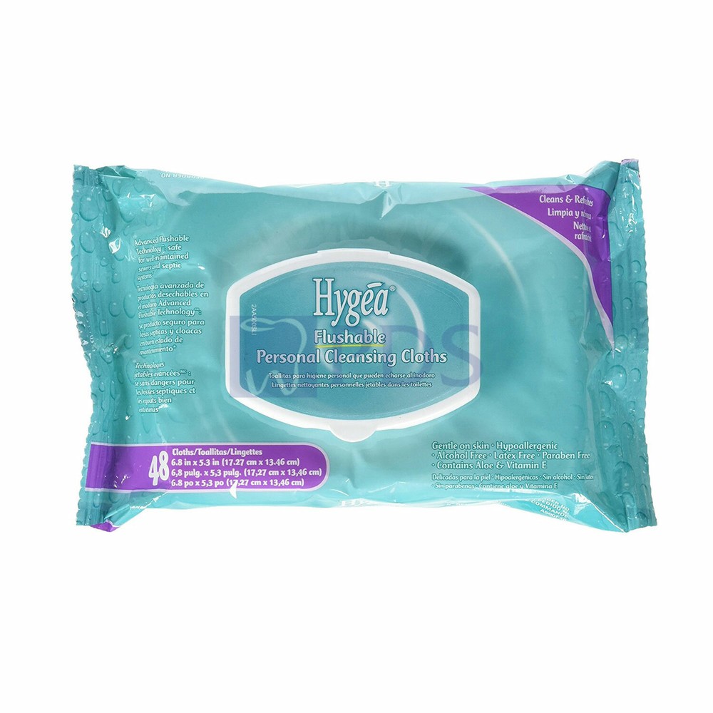 *1-Pack* PDI Hygea 6.8″ x 5.3″ Flushable 48 Personal Cleansing Cloths A500F48