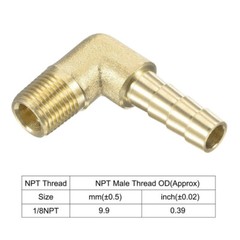 4PCS 90 Degree Elbow Brass Hose Barb Fitting -1/4 Barb to 1/8 Male NPT Adapter